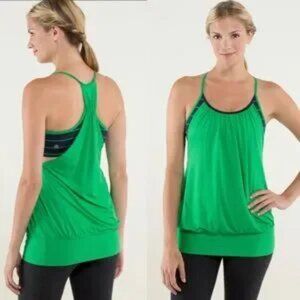 Lululemon No Limits Tank Kelly Green & Navy Size 6